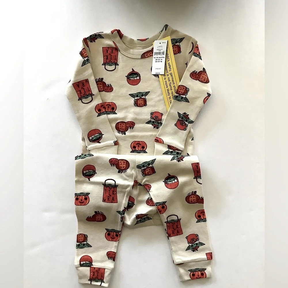 GAP Kids Star Wars Baby Yoda Pumpkin Halloween Pajama Set 18-24 M New